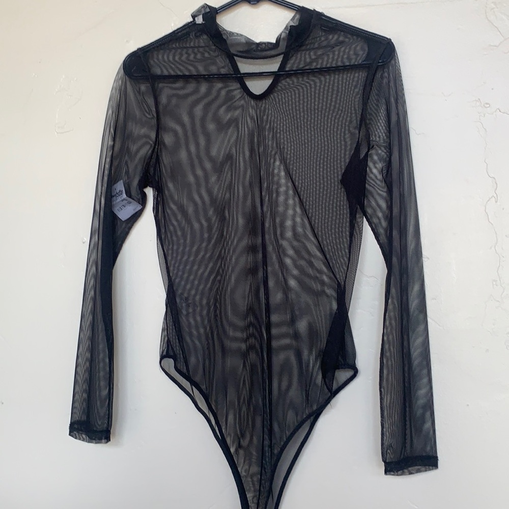Black mesh bodysuit